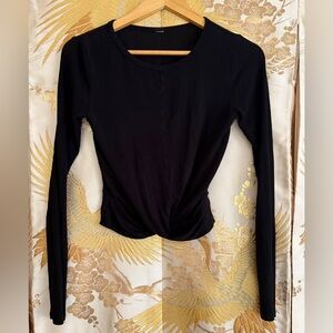 ALO Yoga Black Long Sleeve Twist-Knot Top